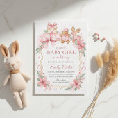 Gingerbread Baby Girl Shower Invitation Christmas 招待状
