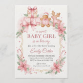 Gingerbread Baby Girl Shower Invitation Christmas 招待状 (正面)