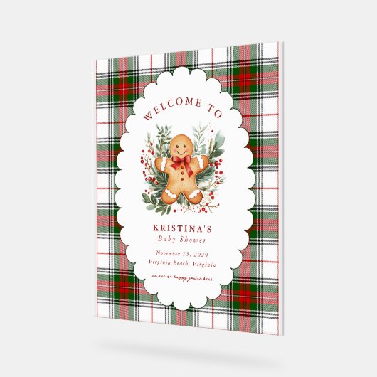 Gingerbread Baby Shower Welcome  アクリルサイン (傾斜)