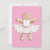Gingerbread Ballerina Pink Birthday 招待状 (裏面)