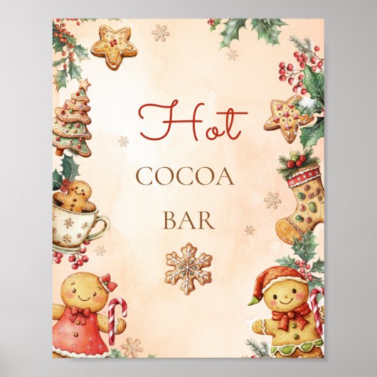 Gingerbread Birthday Christmas Hot cocoa bar ポスター (正面)