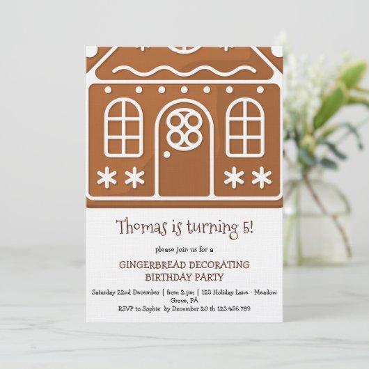 Gingerbread birthday decorating party 招待状 (スタンド正面)