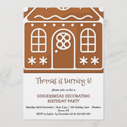 Gingerbread birthday decorating party 招待状 (正面)