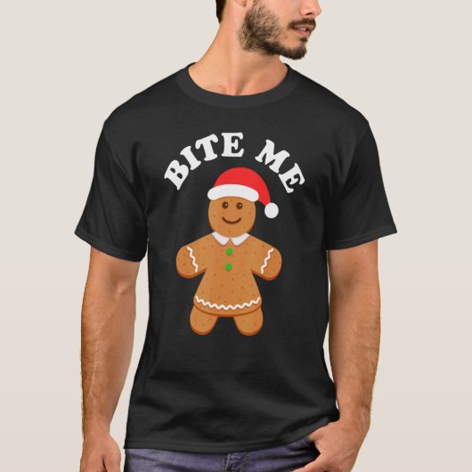 Gingerbread Bite Me   Sarcastic Adult Humor Christ Tシャツ (正面)