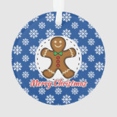 Gingerbread - Blue Snowflakes Pattern - Merry Xmas オーナメント (裏面)