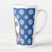 Gingerbread - Blue Snowflakes Pattern - Merry Xmas カフェラテマグ (右)