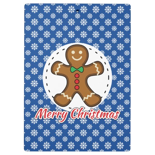 Gingerbread - Blue Snowflakes Pattern - Merry Xmas クリップボード (裏面)