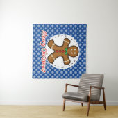 Gingerbread - Blue Snowflakes Pattern - Merry Xmas タペストリー (インサイチュ(横))