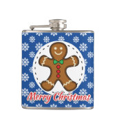 Gingerbread - Blue Snowflakes Pattern - Merry Xmas フラスク (正面)