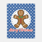 Gingerbread - Blue Snowflakes Pattern - Merry Xmas フリースブランケット (正面)