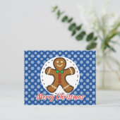 Gingerbread - Blue Snowflakes Pattern - Merry Xmas ポストカード (スタンド正面)