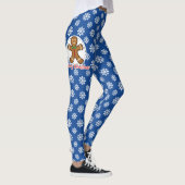 Gingerbread - Blue Snowflakes Pattern - Merry Xmas レギンス (右)