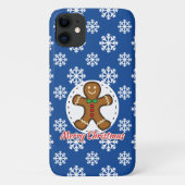 Gingerbread - Blue Snowflakes Pattern - Merry Xmas Case-Mate iPhoneケース (裏面)