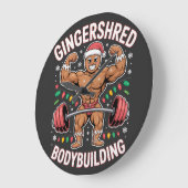 Gingerbread Bodybuilding Christmas Gym  ラージ壁時計 (傾斜)