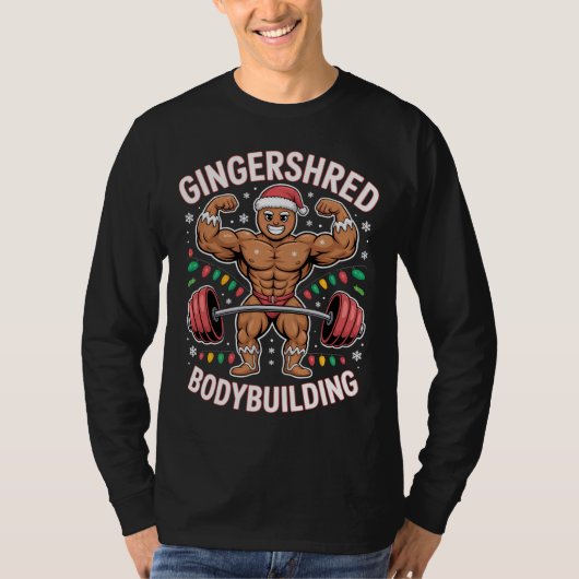 Gingerbread Bodybuilding Christmas Gym  Tシャツ (正面)