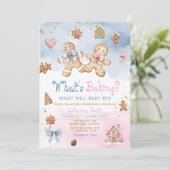 Gingerbread Boy Girl Cookies Pink Blue Winter 招待状 (スタンド正面)