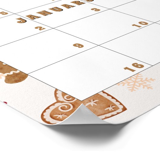 gingerbread calendar "guess baby's birthday" ポスター (角)