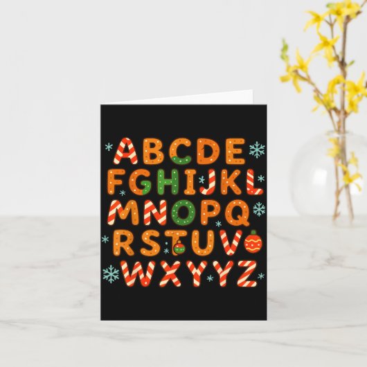 Gingerbread Candy Cane Alphabet Christmas Letters  カード (黄色い花)