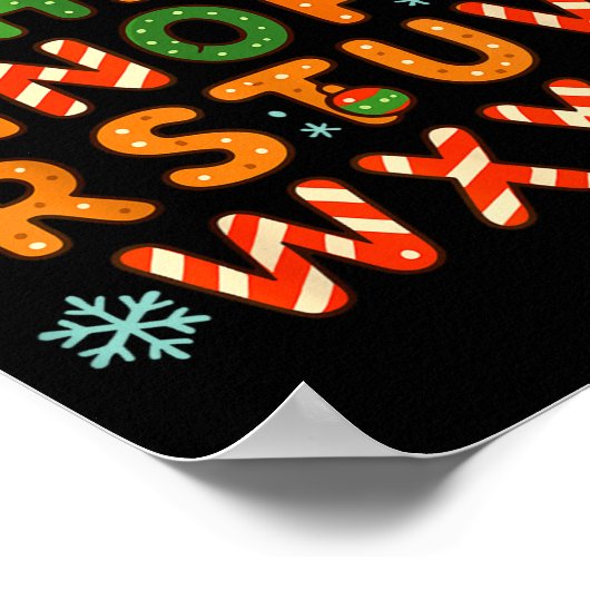 Gingerbread Candy Cane Alphabet Christmas Letters  ポスター (角)