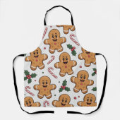 Gingerbread Candy Canes & Holly Sprigs Christmas エプロン (正面)