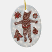 Gingerbread Cat & Cookies Christmas Tree Ornament セラミックオーナメント (裏面)