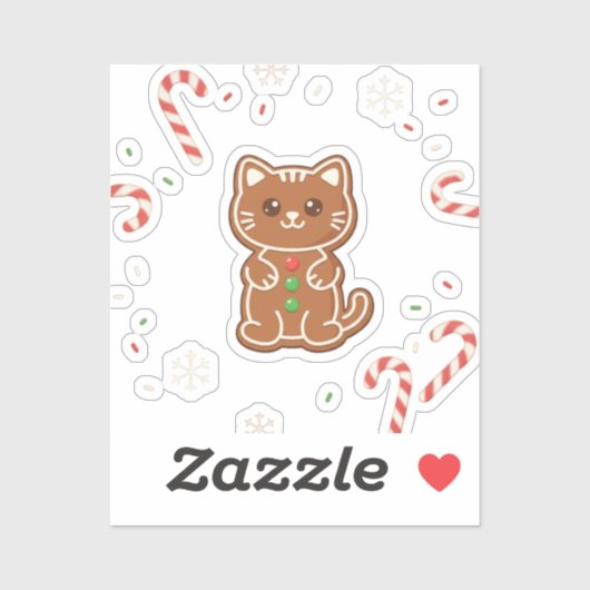 Gingerbread Cat — Cute Christmas Cookie Cat  シール (シート)