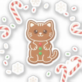 Gingerbread Cat — Cute Christmas Cookie Cat  シール (正面)
