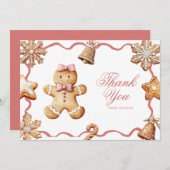Gingerbread | Christmas Baby Shower  サンキューカード (正面/裏面)
