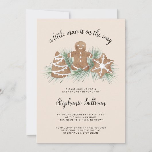 Gingerbread Christmas Baby Shower 招待状 (正面)