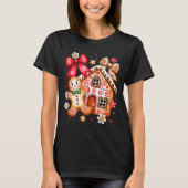 Gingerbread Christmas Bow Christmas House Retro Co Tシャツ (正面)