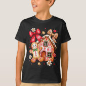 Gingerbread Christmas Bow Christmas House Retro Co Tシャツ (正面)