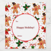 Gingerbread Christmas Candy Ribbon ワインラベル (シングルラベル)
