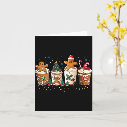 Gingerbread Christmas Coffee Cute Sweet Winter Hol カード (黄色い花)