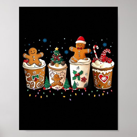 Gingerbread Christmas Coffee Cute Sweet Winter Hol ポスター (正面)