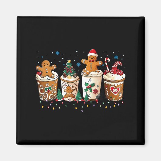 Gingerbread Christmas Coffee Cute Sweet Winter Hol マグネット (正面)