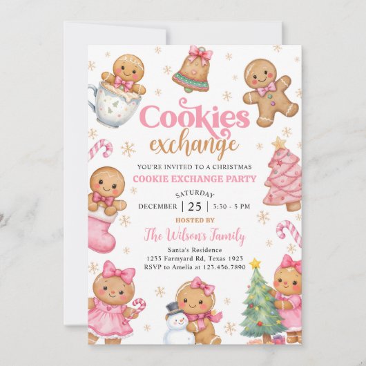 Gingerbread Christmas Cookie Exchange Party 招待状 (正面)