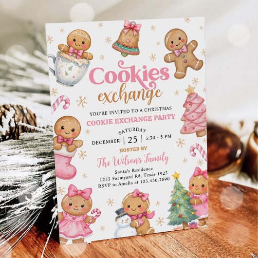 Gingerbread Christmas Cookie Exchange Party 招待状