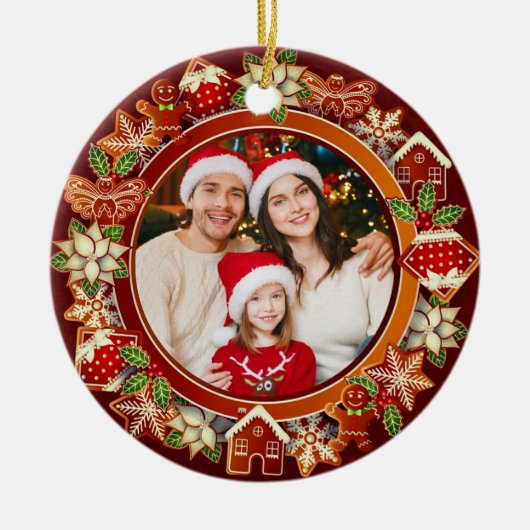 & Gingerbread Christmas I Custom Holiday Keepsake セラミックオーナメント (正面)