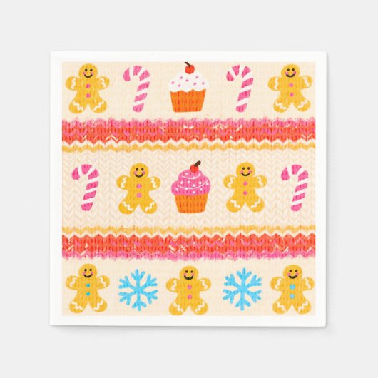 Gingerbread Christmas Paper Napkins スタンダードカクテルナプキン (正面)