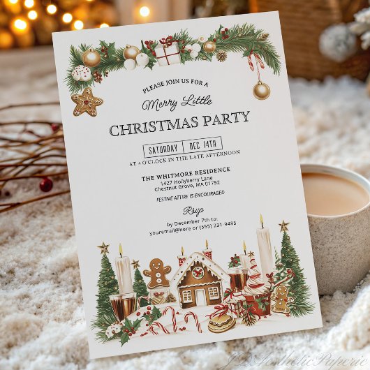 Gingerbread Christmas Party Invitation 招待状