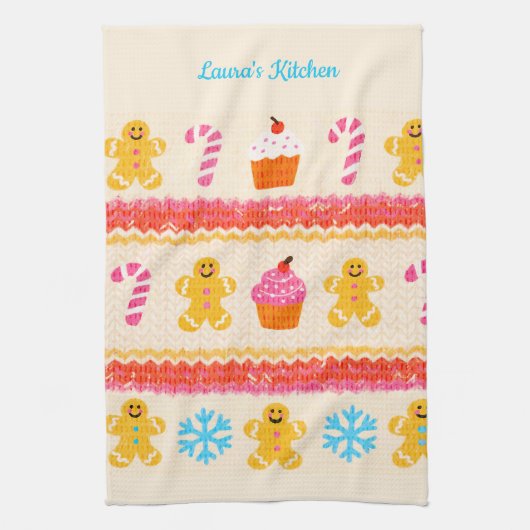Gingerbread Christmas Tea Towel キッチンタオル (縦)