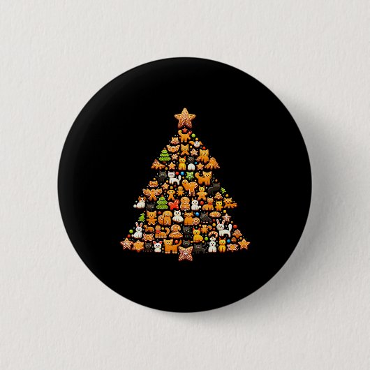 Gingerbread Christmas Tree Funny Gingerbread Anima 缶バッジ (正面)
