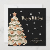 Gingerbread Christmas Tree Snowflake Holiday Card 招待状 (正面)