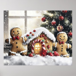 Gingerbread Christmas Wall Art ポスター