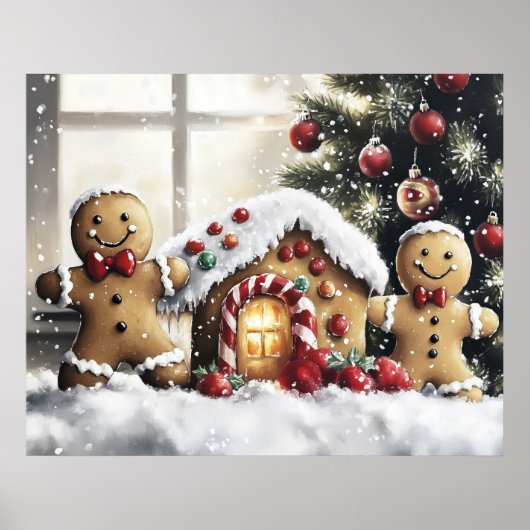 Gingerbread Christmas Wall Art ポスター (正面)
