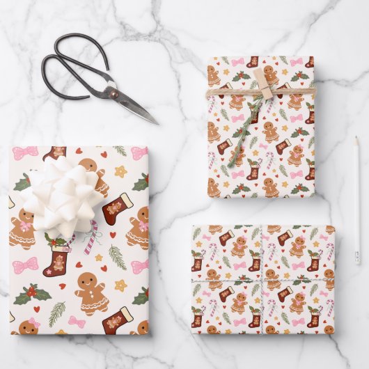 Gingerbread Christmas Wrapping Paper Sheets ラッピングペーパーシート (正面)