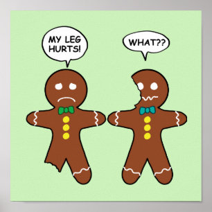 Gingerbread Cookie Christmas Humor Green ポスター