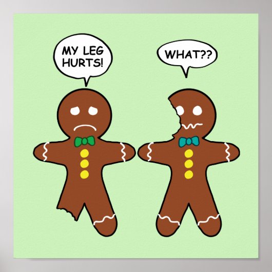 Gingerbread Cookie Christmas Humor Green ポスター (正面)