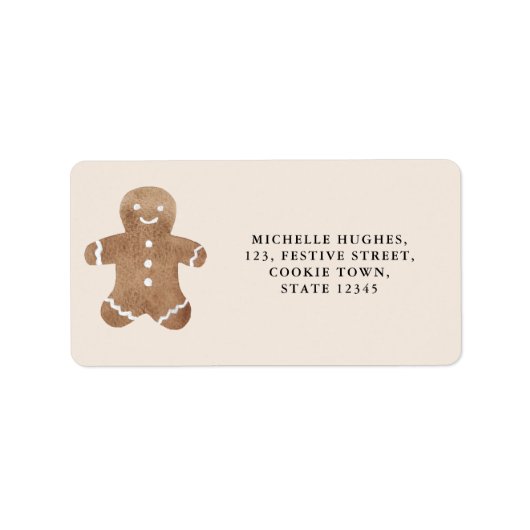 Gingerbread Cookie Christmas Return Address ラベル (正面)