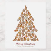 Gingerbread Cookie Christmas Tree Custom ワインラベル (シングルラベル)